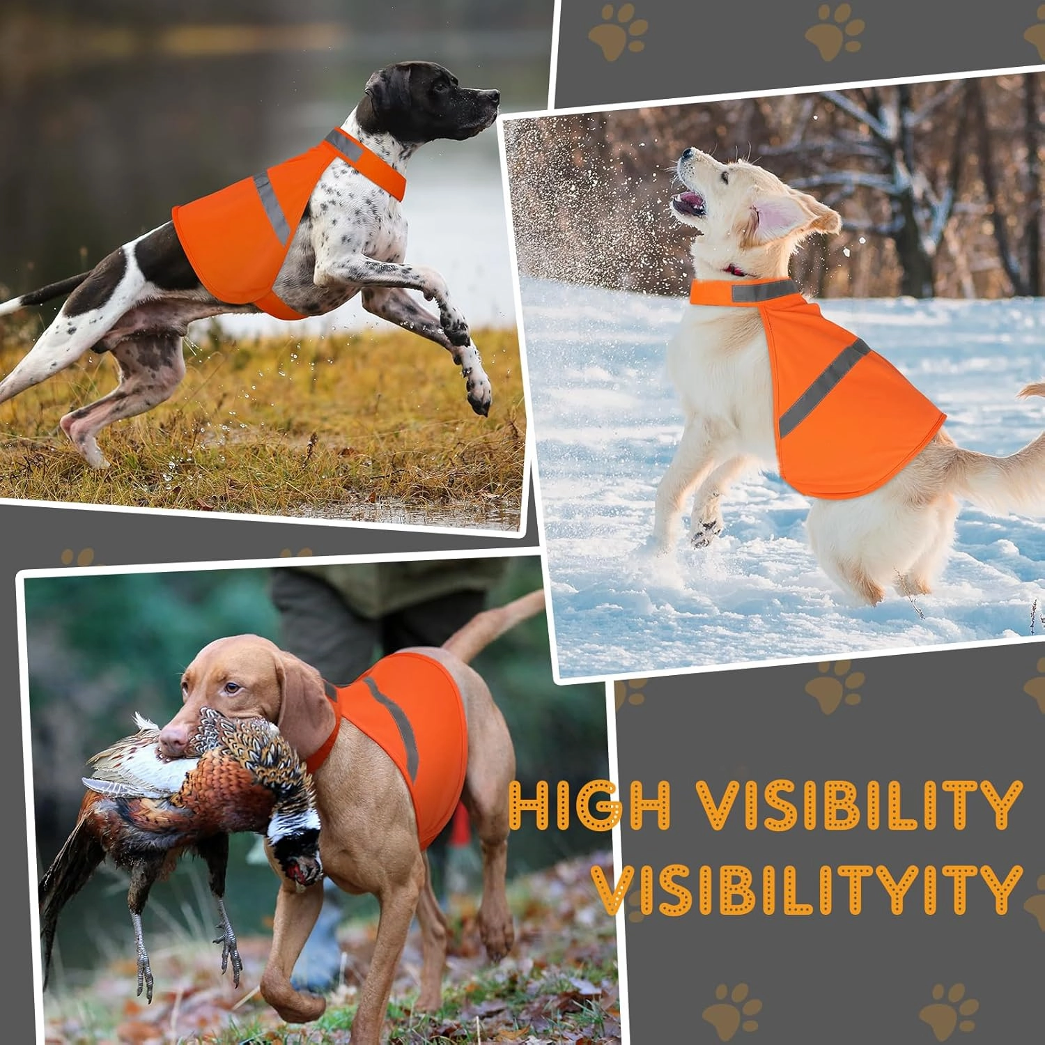2 Pieces Dog Reflective Vest, Orange Dog Hunting Vest for Outdoor, Adjustable Pet Jacket, Soft Pet Safety Clothe for Small Medium Large
