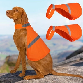 2 Pieces Dog Reflective Vest, Orange Dog Hunting Vest for Outdoor, Adjustable Pet Jacket, Soft Pet Safety Clothe for Small Medium Large