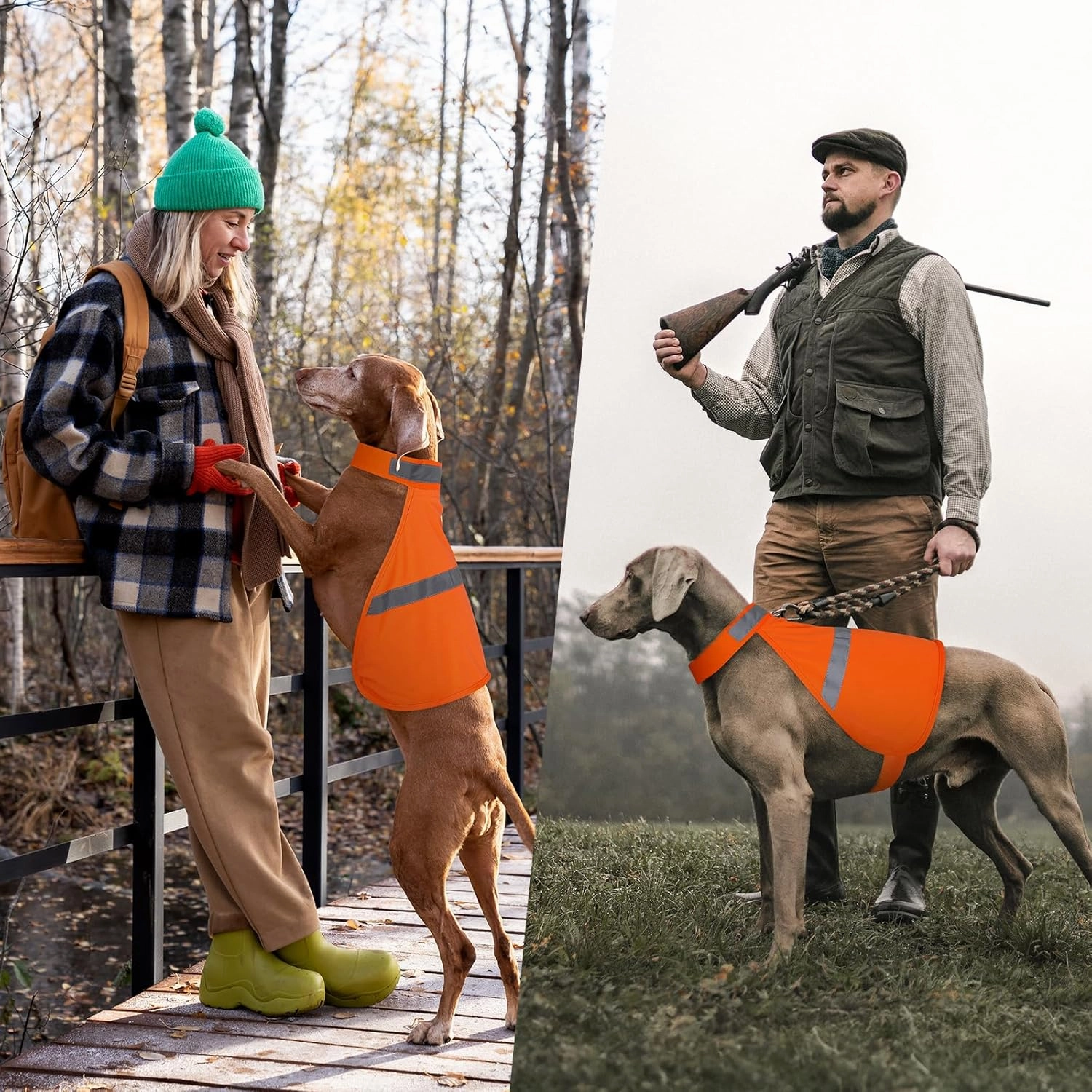 2 Pieces Dog Reflective Vest, Orange Dog Hunting Vest for Outdoor, Adjustable Pet Jacket, Soft Pet Safety Clothe for Small Medium Large