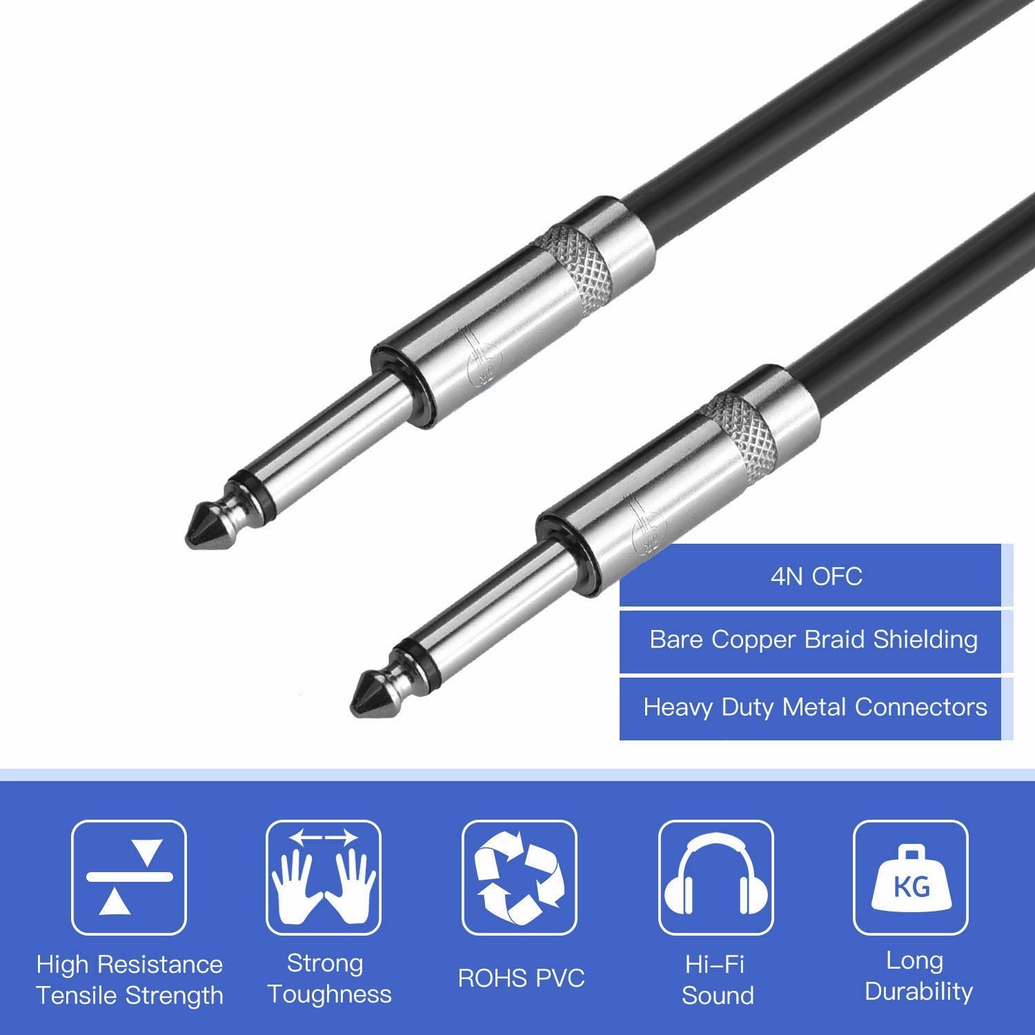 2Pack 25 ft Speaker Cables, True 12AWG Patch Cords, 1/4 Inch Male DJ/PA Audio Speaker Cable 12 Gauge Wire
