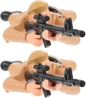 2pcs Electric Crawling Soldier Figurines for Kids Interactive Army Action Figures Toys for Boys Early Learning Crawling Plaything Crawler Soldier