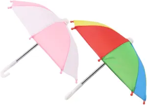 2pcs Mini Colorful Umbrella for Dolls,Cute Umbrellas Model Miniature Beach Umbrella Toy for Dollhouse Decoration Photography Props
