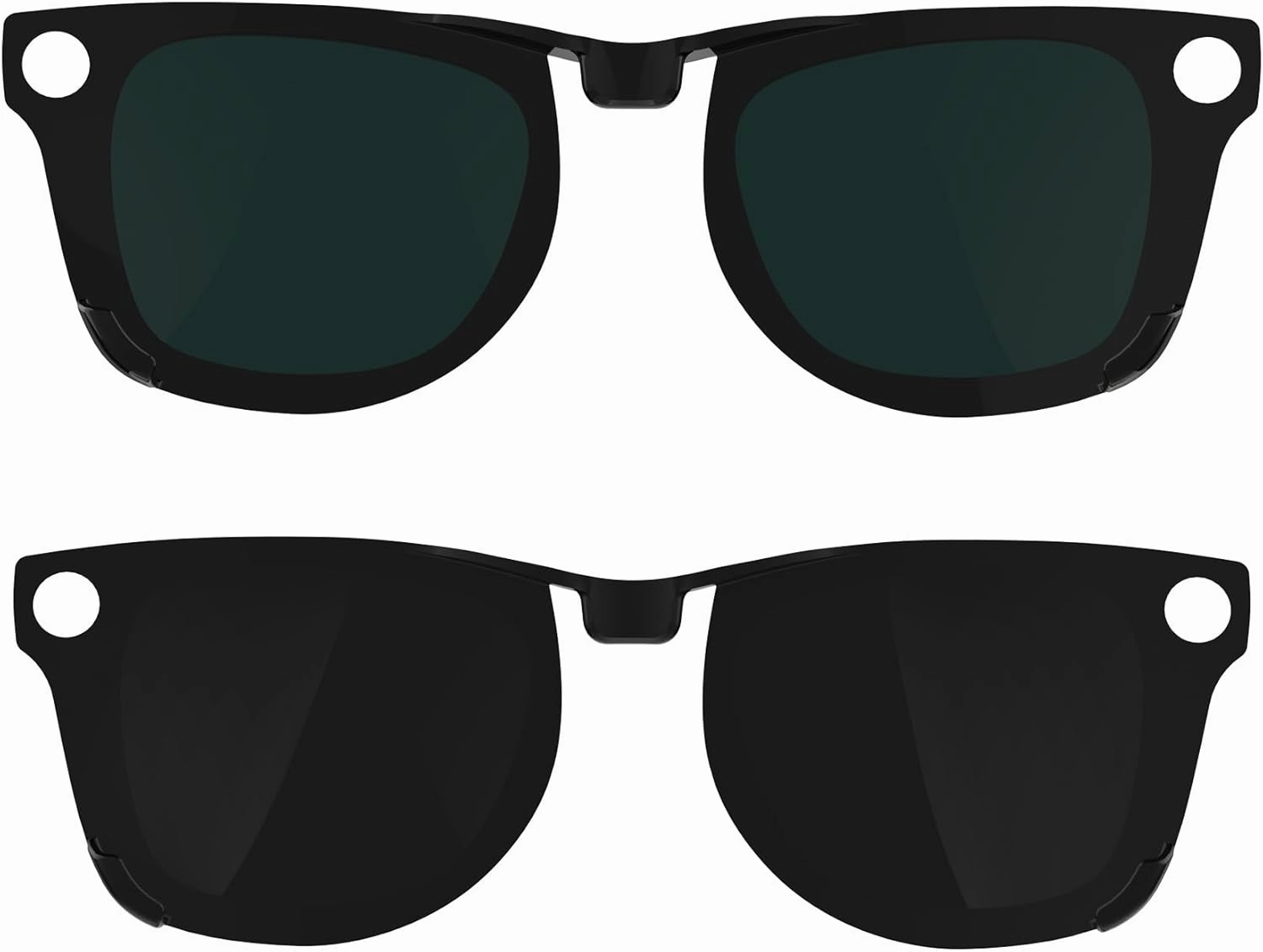 2Pcs Polarized Clip for Ray-Ban Meta Wayfarer RW4008 Smart Glasses (Size L 53-22), Discoloration Clips Compatible with Ray-Ban Meta Wayfarer Protect Your Eyes, Cool and Fashion (Black   Green)