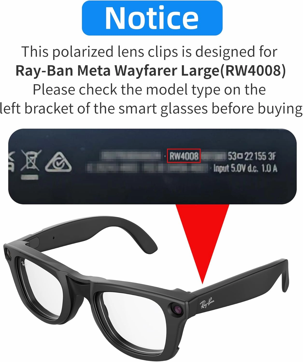 2Pcs Polarized Clip for Ray-Ban Meta Wayfarer RW4008 Smart Glasses (Size L 53-22), Discoloration Clips Compatible with Ray-Ban Meta Wayfarer Protect Your Eyes, Cool and Fashion (Black   Green)