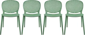 2xhome Set of 4 Patio Dining Chairs | Modern Stackable Outdoor Pool Side Chair | Weather Resistant Plastic for Yard, Porch, Balcony, Kitchen, Green