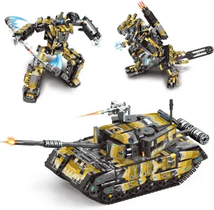 3 in 1 Tank Building Sets, 818 PCS Military Army Tank Building Toys with Transforming Mecha Robot Brick Kits/Mech Dinosaur STEM Toys, Easter Birthday Gift for Adults, Teens, Boys, Kids 6 