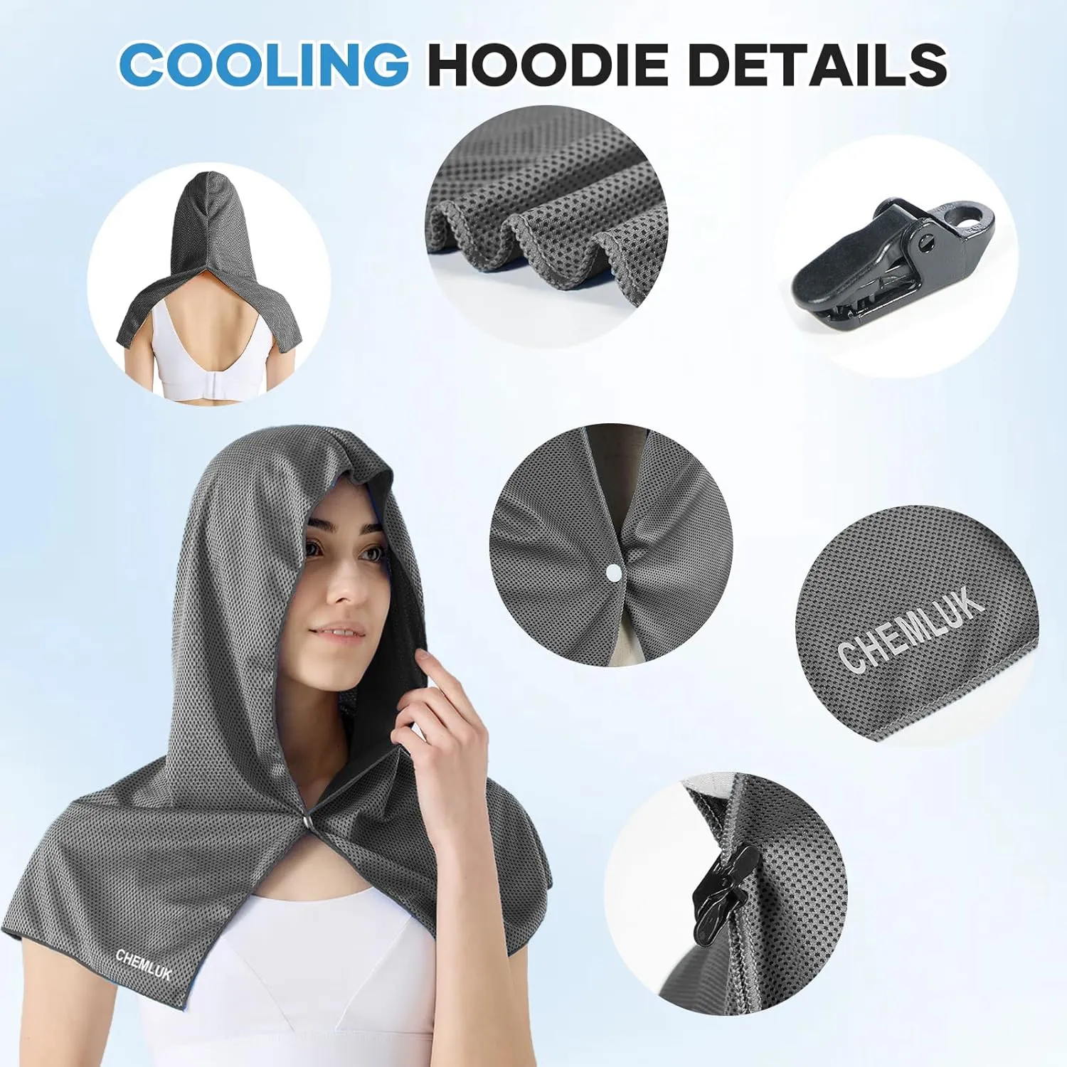 3 Packs Cooling Towels for Neck and Face, Cooling Hoodie Towel UPF 50 Sun Protection, Physical Instant Cool for Hot Weather, Cold Towels for Yoga, Sport, Gym, Fitness, Golf, Camping, Travel