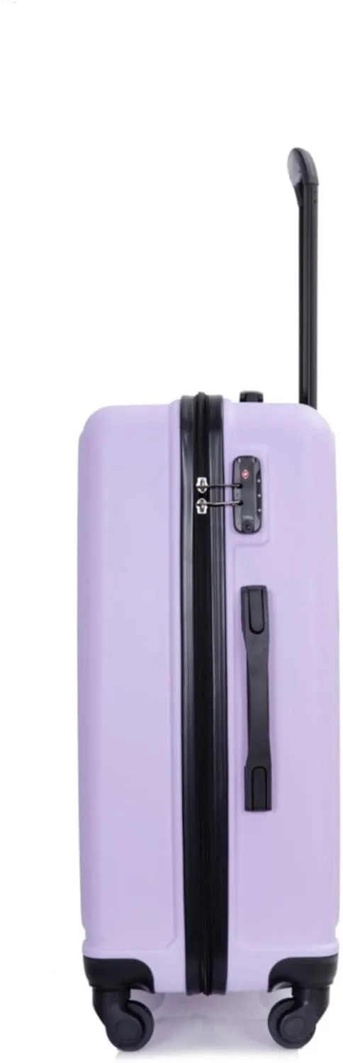 3-Piece ABS Luggage Set (20"/24"/28") - Lightweight Hardshell Suitcases with Lock, 360° Spinner Wheels & 2 Utility Hooks - Carry-On & Checked Luggage (Lavender purple   ABS)