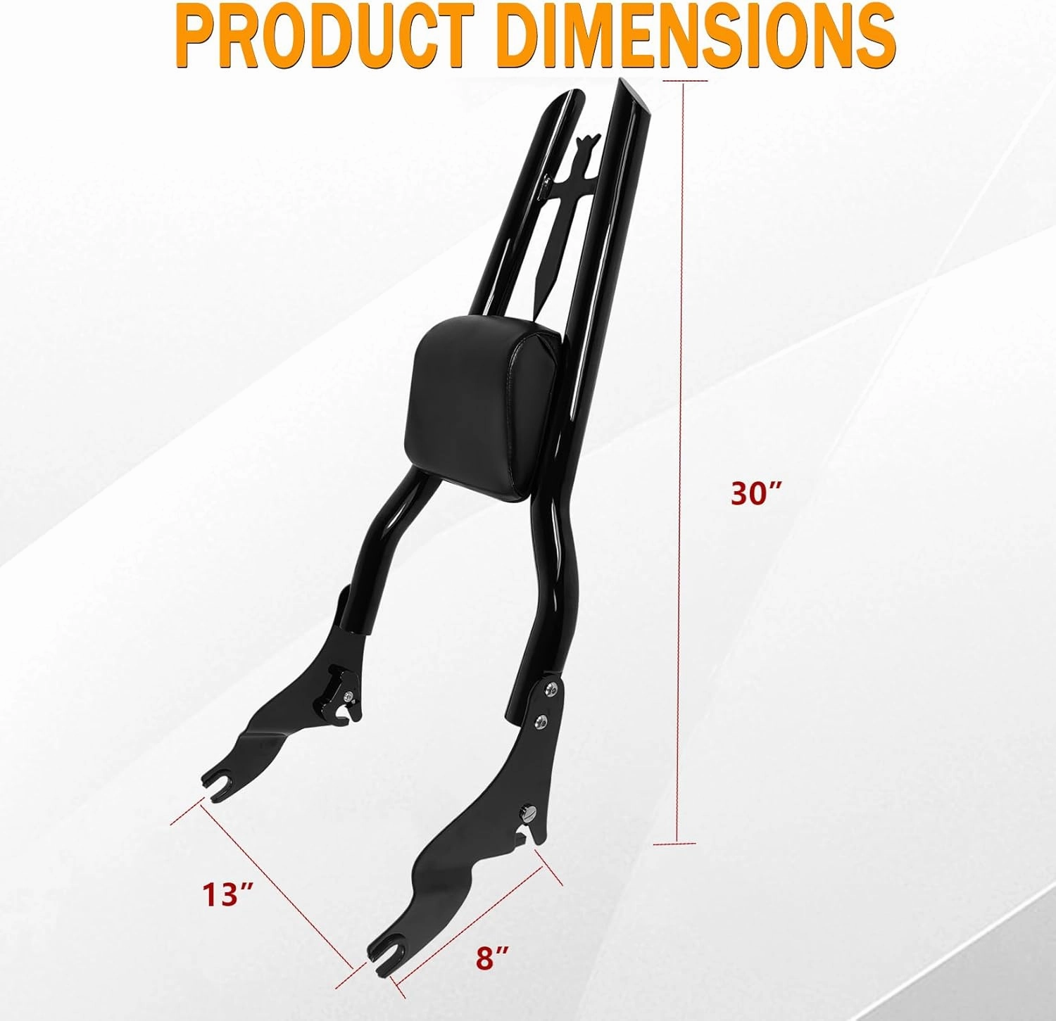 30" Tall Detachable Black Sissy Bar Passenger Backrest Rear Pad for Harley Davidson Touring Models 2009-2024 Street Glide Road Glide Electra Glide Road King CVO Ultra