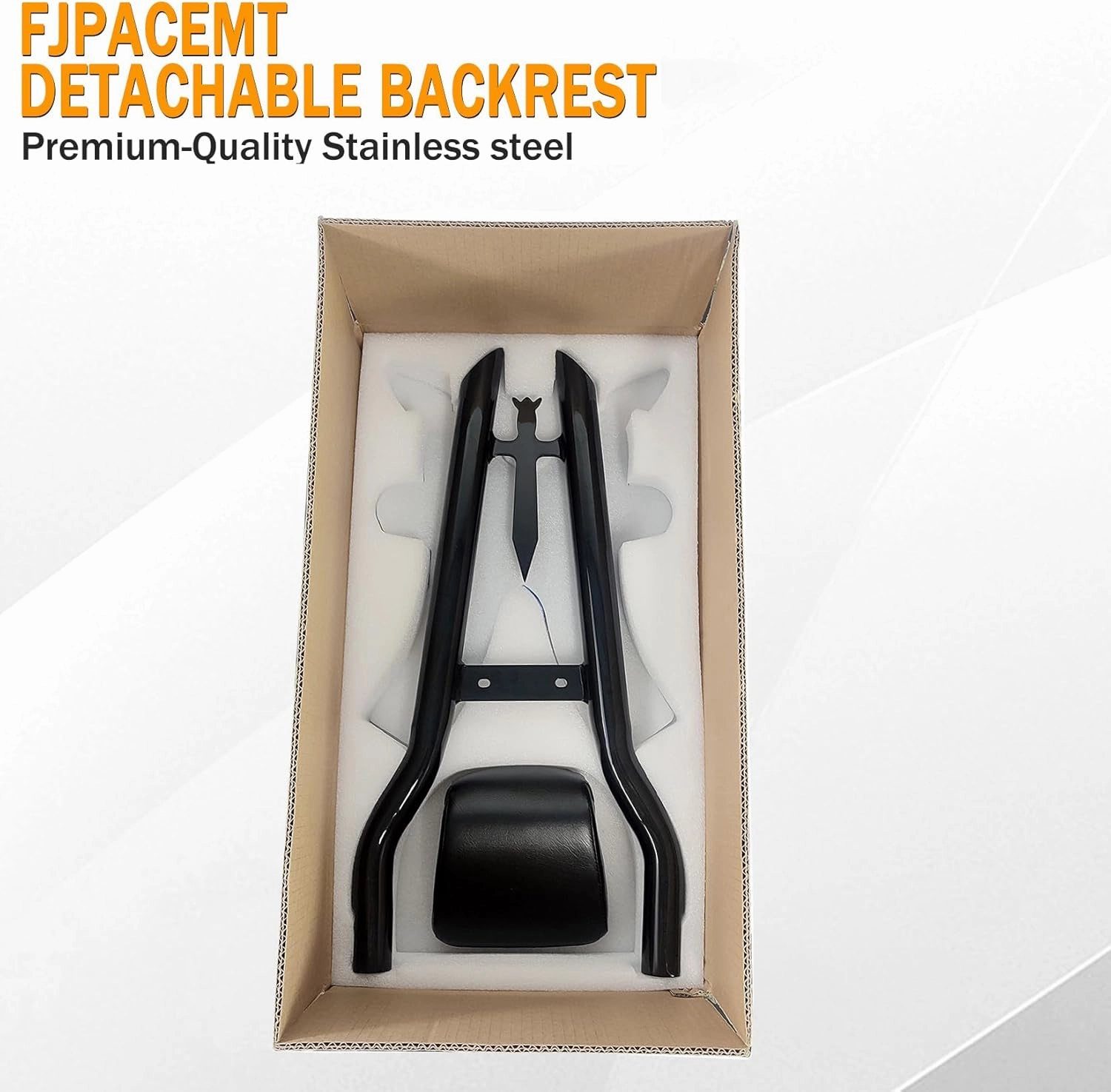 30" Tall Detachable Black Sissy Bar Passenger Backrest Rear Pad for Harley Davidson Touring Models 2009-2024 Street Glide Road Glide Electra Glide Road King CVO Ultra