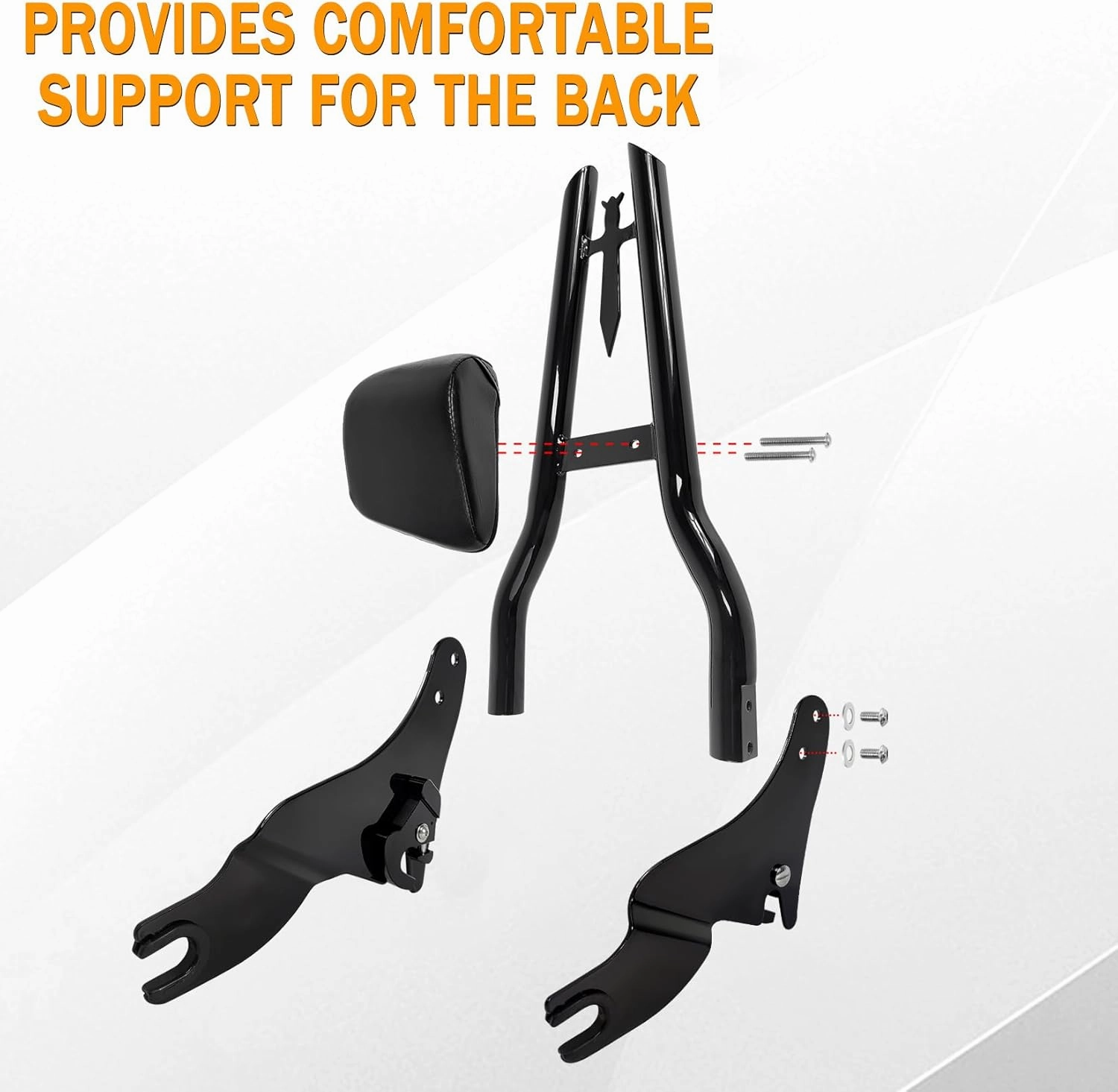 30" Tall Detachable Black Sissy Bar Passenger Backrest Rear Pad for Harley Davidson Touring Models 2009-2024 Street Glide Road Glide Electra Glide Road King CVO Ultra