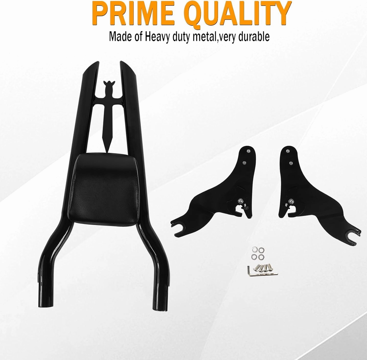 30" Tall Detachable Black Sissy Bar Passenger Backrest Rear Pad for Harley Davidson Touring Models 2009-2024 Street Glide Road Glide Electra Glide Road King CVO Ultra