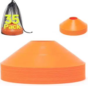 35 PCS Agility Soccer Cones for Training, Reusable Sports Cones for Drills with Mesh Bag, Training Cones for Soccer Practice, Football, Basketball - Disc Cones Training Equipment for Indoor & Outdoor