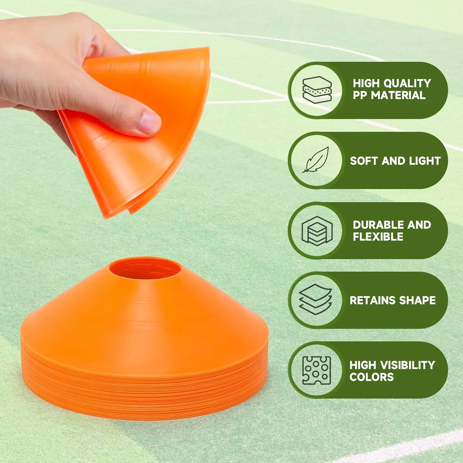 35 PCS Agility Soccer Cones for Training, Reusable Sports Cones for Drills with Mesh Bag, Training Cones for Soccer Practice, Football, Basketball - Disc Cones Training Equipment for Indoor & Outdoor