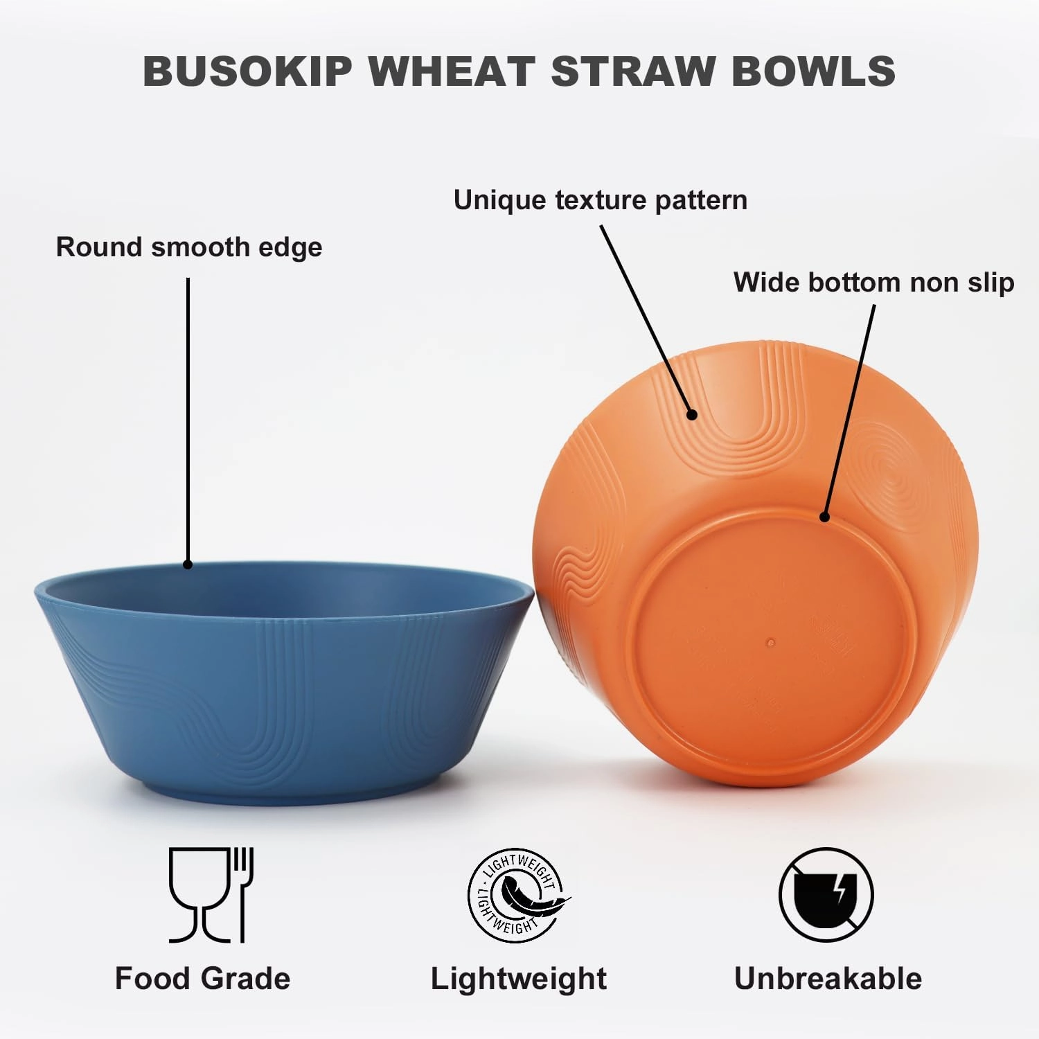 36 oz Wheat Straw Bowl Sets, 6 Pcs Unbreakable Cereal Bowl, Salad Bowls, Microwave and Dishwasher Safe, Alternative for Plastic Bowls Reusable for Kitchen (Multicolor)