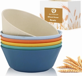 36 oz Wheat Straw Bowl Sets, 6 Pcs Unbreakable Cereal Bowl, Salad Bowls, Microwave and Dishwasher Safe, Alternative for Plastic Bowls Reusable for Kitchen (Multicolor)