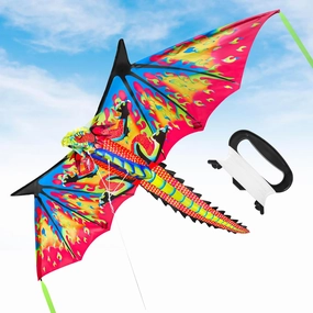 3D Dragon Kites for Adults and Kids, Easy to Fly, Beach Toy, Outdoor Activities, 51" x 40" Large, Single Line, Stress Relief, Gift Idea, Exercise with Fun