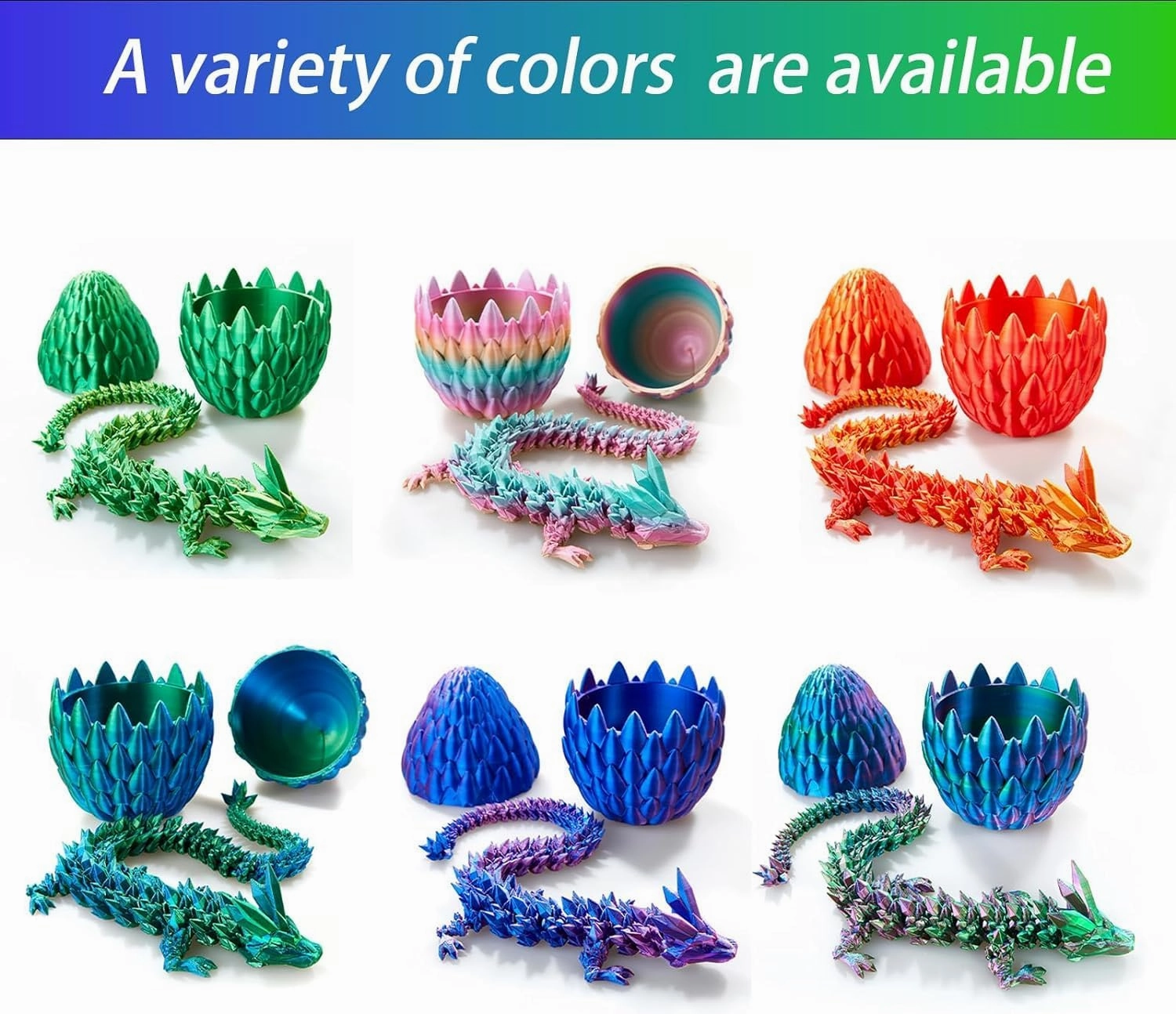 3D Printed Dragon Egg, 15 inchs Rainbow Luminous Dragon Toy,Articulated Crystal Dragon,Glow in Dark Fidget.Cool