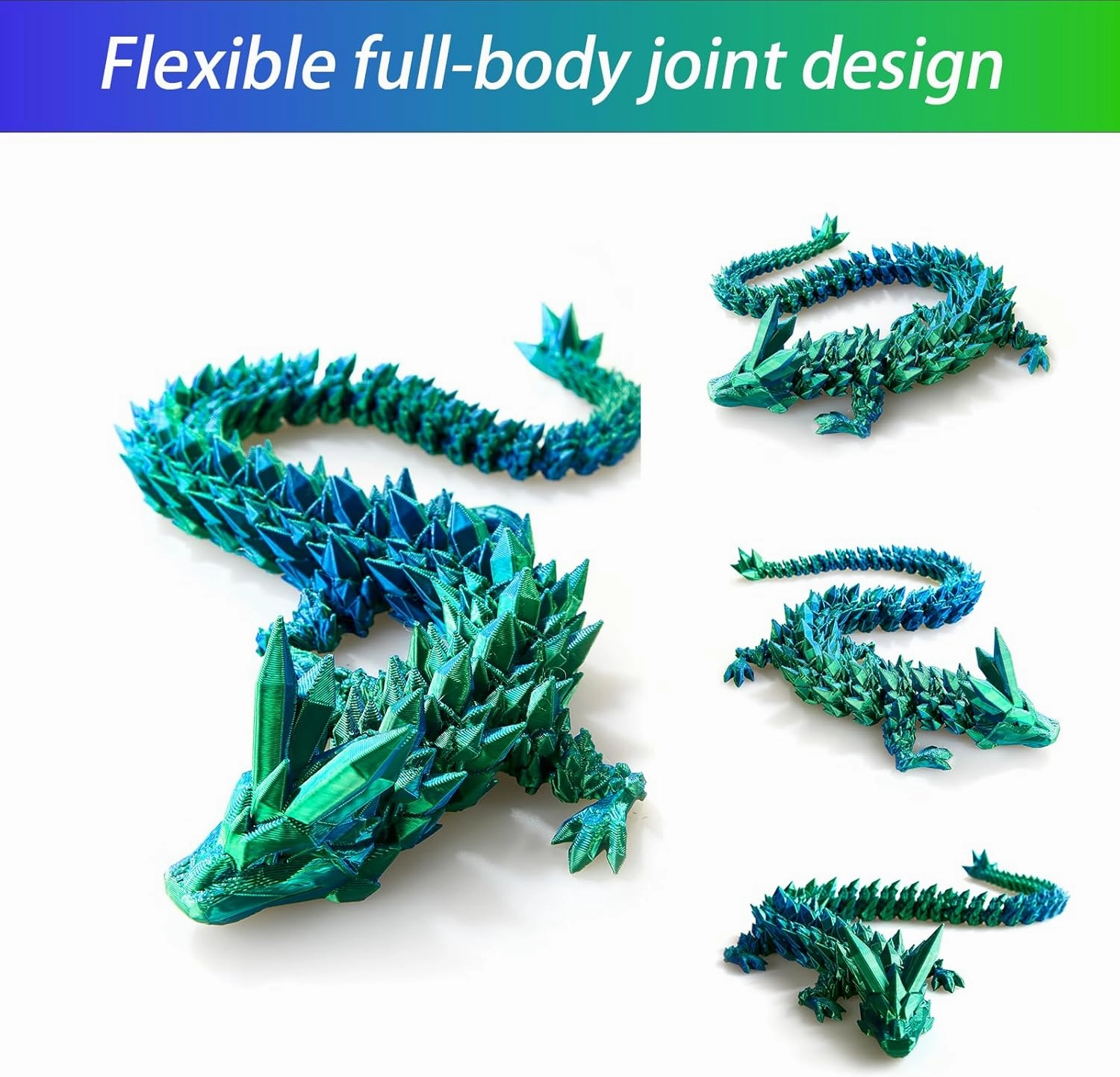 3D Printed Dragon Egg, 15 inchs Rainbow Luminous Dragon Toy,Articulated Crystal Dragon,Glow in Dark Fidget.Cool