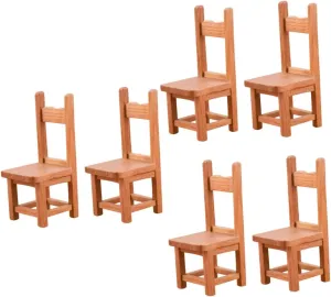 3sets Miniature Wooden Chair DIY Mini House Adornment Dollhouse Decor Wooden Chair Model 2pcs*3