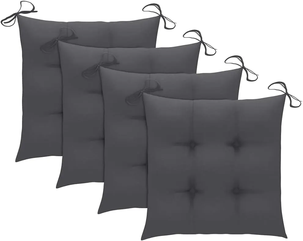 4-Piece Patio Chairs Set Solid Teak Wood Outdoor Furniture with Anthracite Cushions for Backyard Patio Poolside Dining
