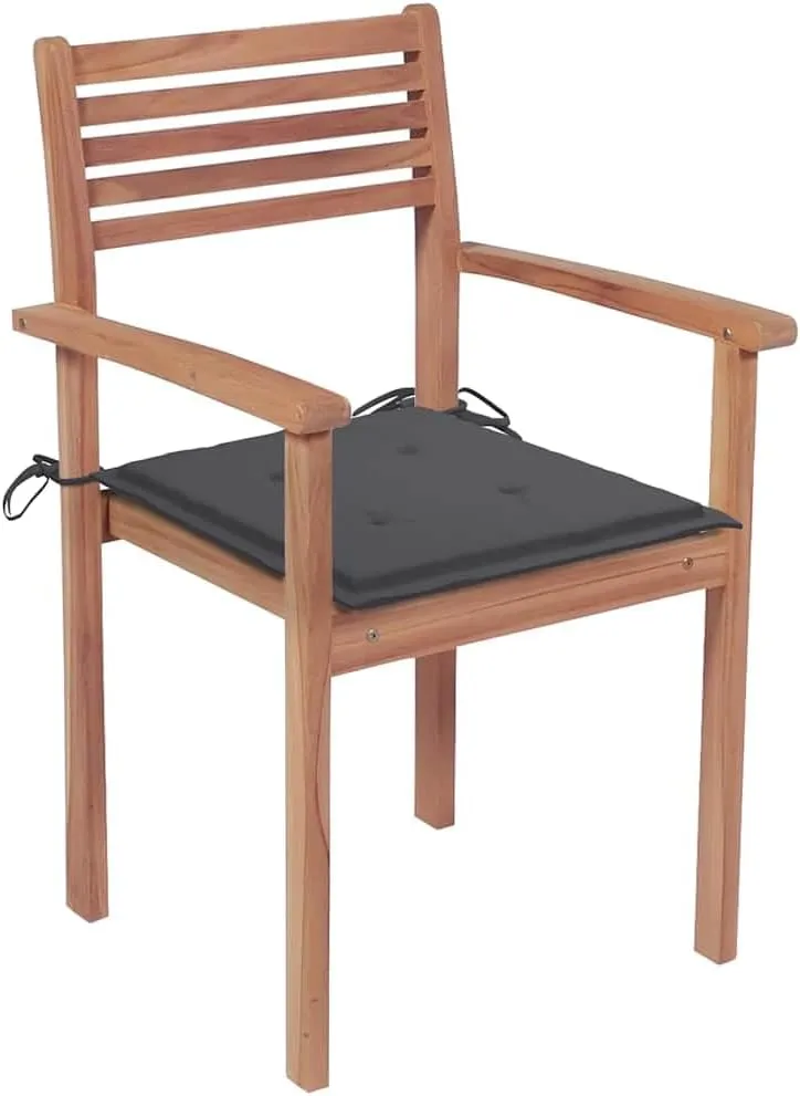 4-Piece Patio Chairs with Anthracite Cushions Solid Teak Wood Outdoor Furniture for Patio Garden Backyard Porch