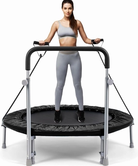 40/48 Inch Rebounder Trampoline for Adults: Exercise Trampoline with Adjustable Foam Handle, Stable & Quiet Mini Trampoline for Indoor Garden Workout
