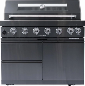 43" 6-Burner 85,000 BTU Stainless Steel Gas Grill - American Design Outdoor Grill   Rotisserie Kit, Black