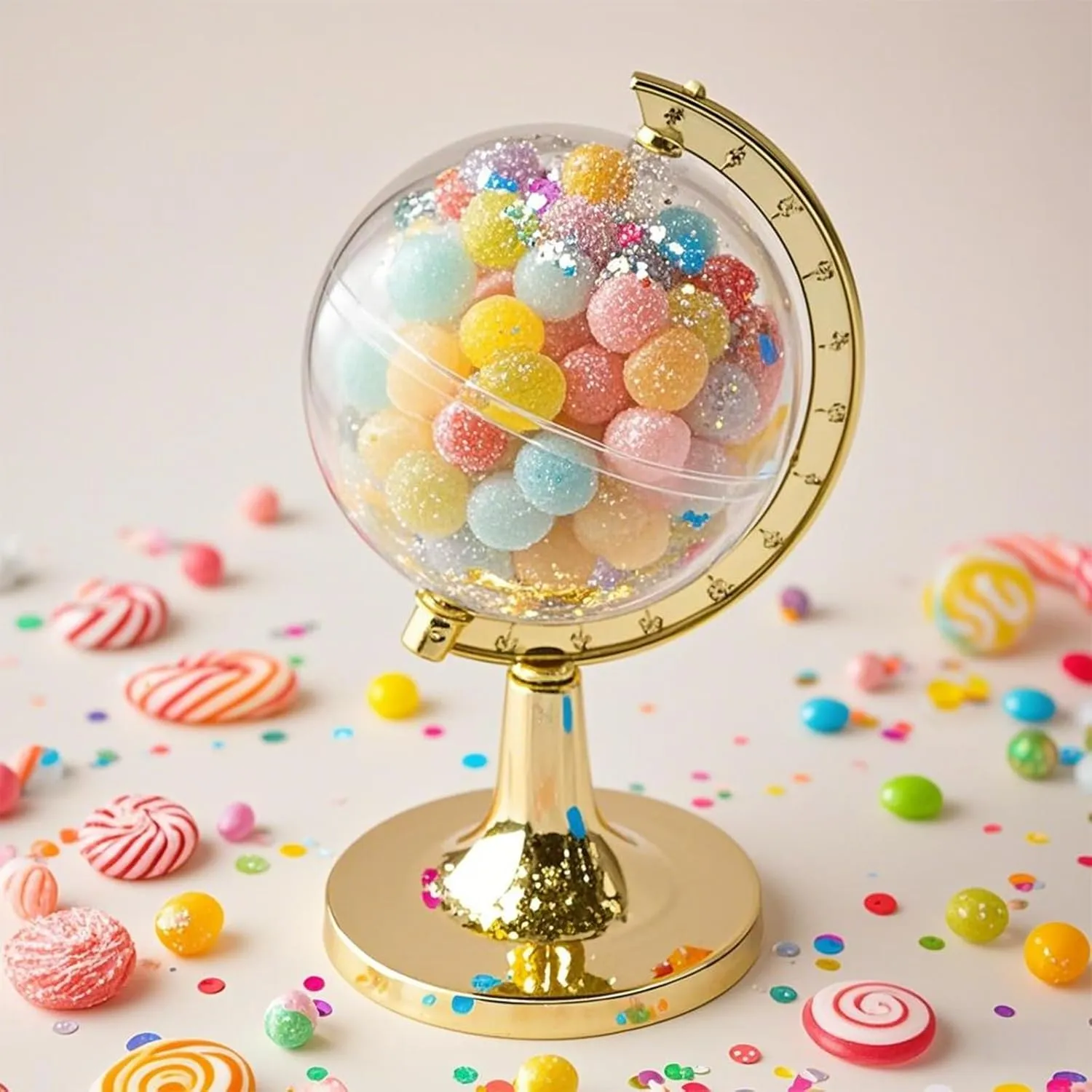 48 Pieces Fillable Mini Gold Globe Party Favors (Assembly Required)