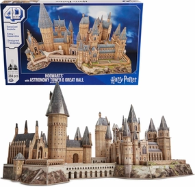 4D Build, Harry Potter Deluxe Hogwarts Castle with Astronomy Tower & Great Hall Over 2ft. Wide Model Kit 384 Pcs | 3D Puzzles for Adults & Teens 12 