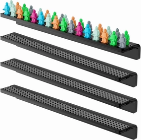 4Pack Black Acrylic Minifigure Display Case Holds Up to 96 Figures, Wall Mount Acrylic Floating Shelf Display with Brick Building Baseplates, Clear Figure Display Minifig Organizer