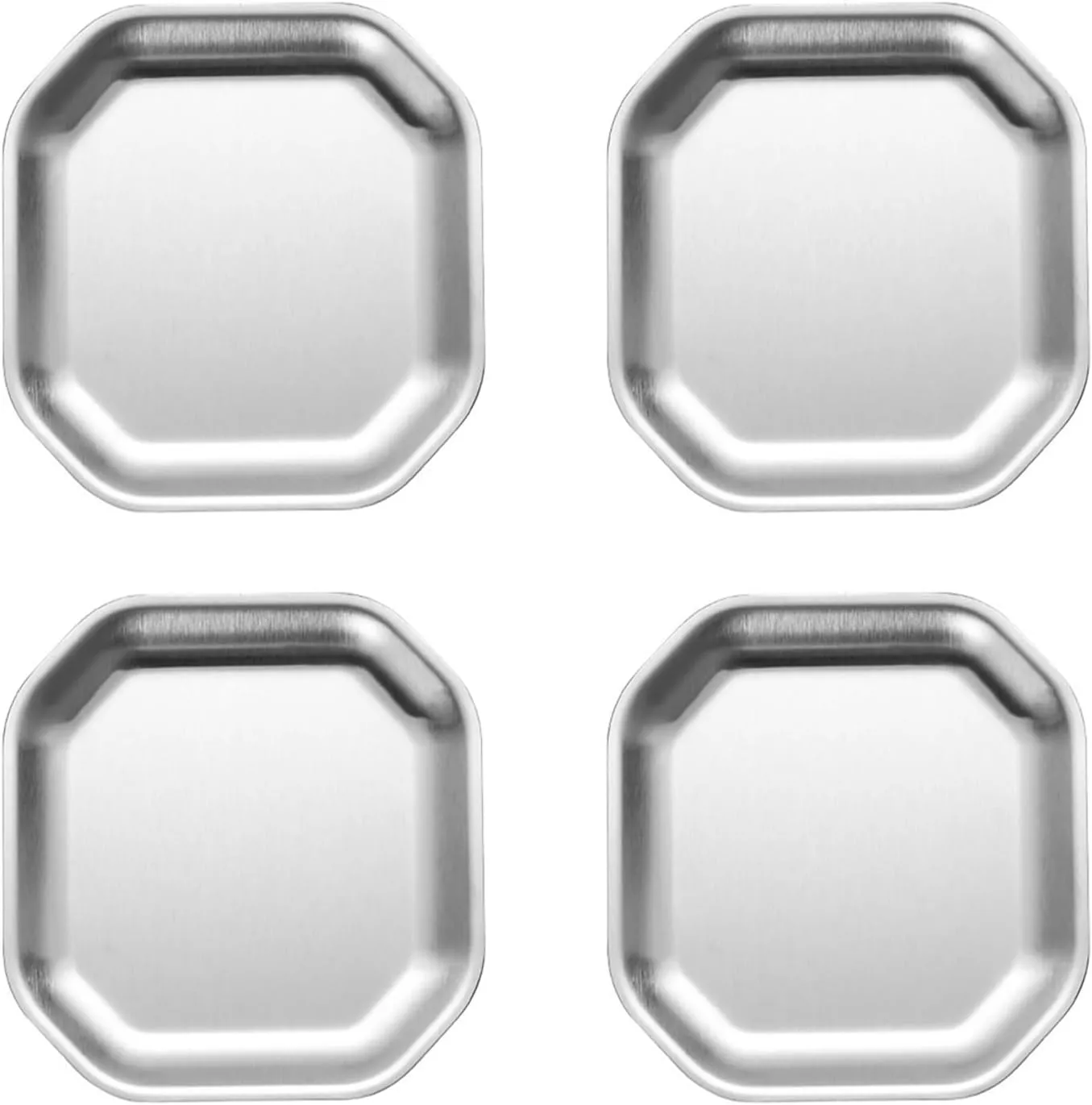 4pcs Efficient Gold/Silver Stainless Steel Plates Sturdy And Stackable Dishes For Camping Picnics And Family Meals