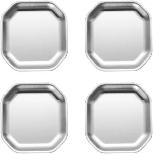 4pcs Efficient Gold/Silver Stainless Steel Plates Sturdy And Stackable Dishes For Camping Picnics And Family Meals