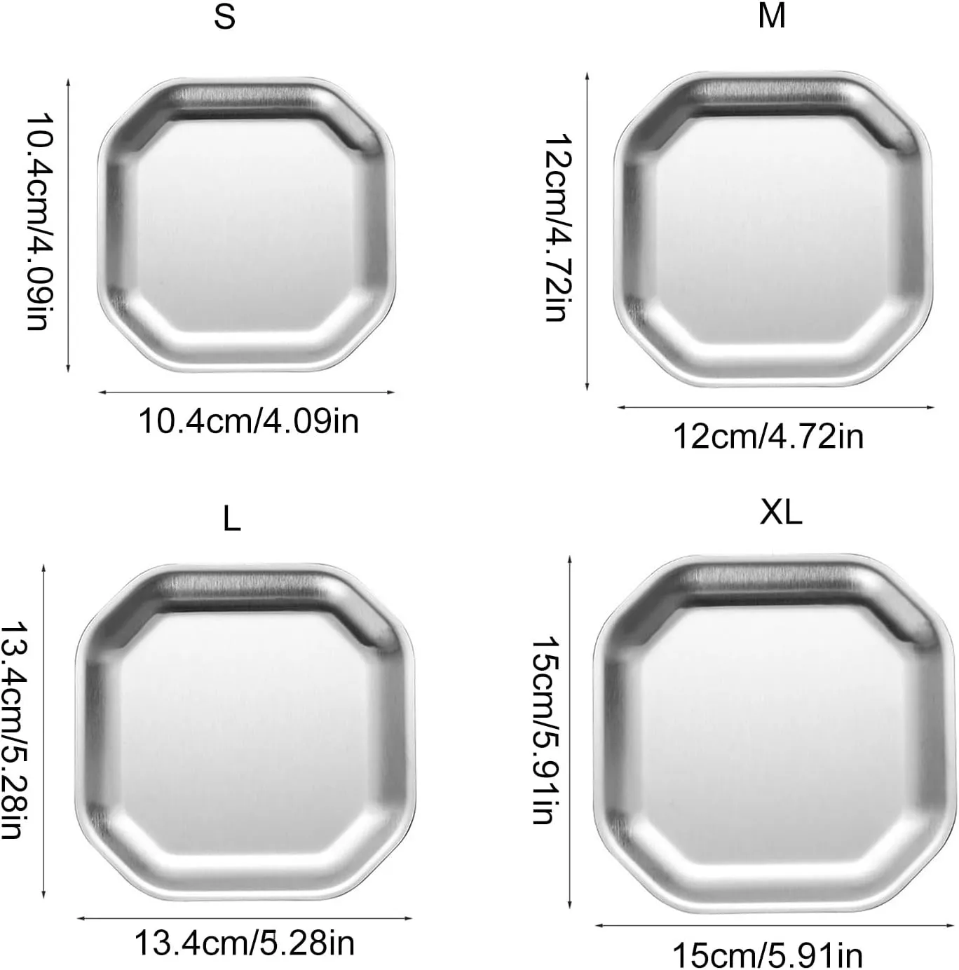 4pcs Efficient Gold/Silver Stainless Steel Plates Sturdy And Stackable Dishes For Camping Picnics And Family Meals