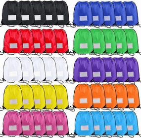 50 Pack Drawstring Bags,Bulk Draw String Backpack, DIY Gym Sports Cinch Bag Sackpack for Women Men, 10 Colors