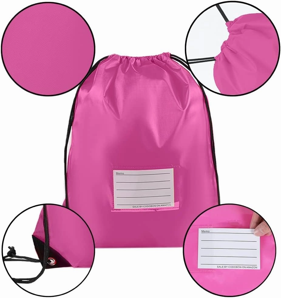 50 Pcs Drawstring Bags,Bulk Draw String Backpack, Cinch Bag Sackpack for Travel Gym Sport, Pink