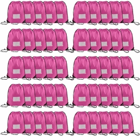 50 Pcs Drawstring Bags,Bulk Draw String Backpack, Cinch Bag Sackpack for Travel Gym Sport, Pink