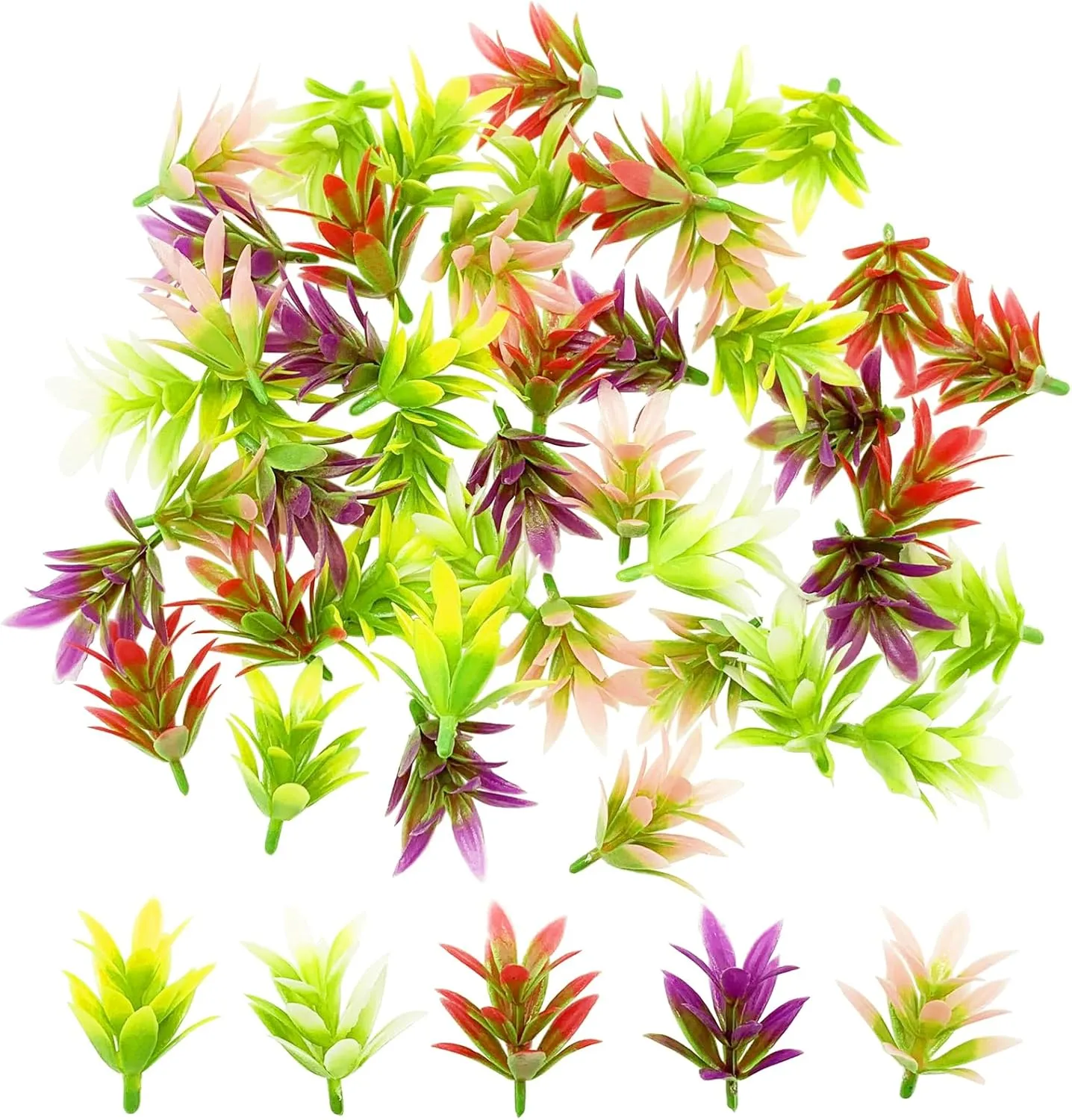 50Pcs Miniature Plants Artificial Green Shrubs Model for 1:12 Mini Dollhouse Fairy Garden Railway Simulated Static Scenery Micro Landscape Decoration
