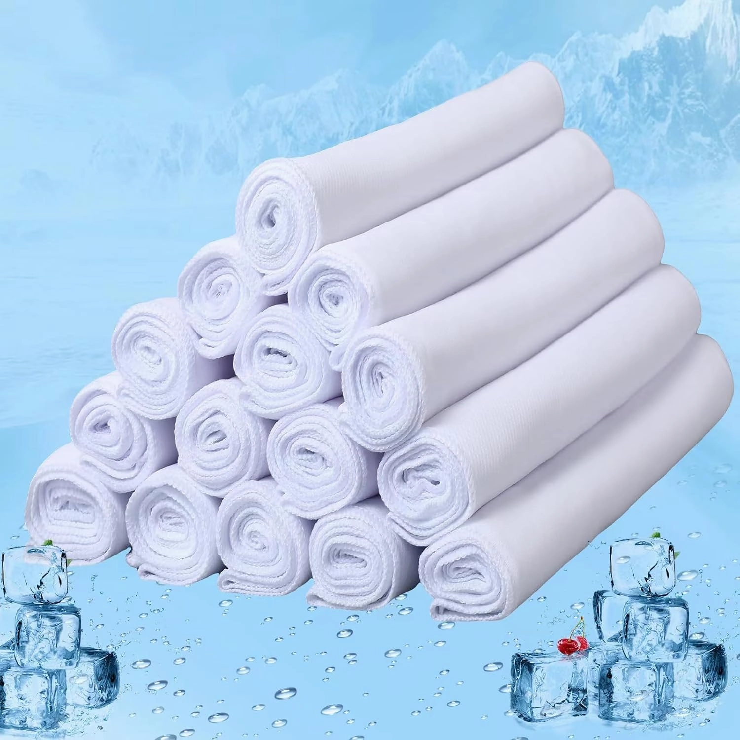 54 Pcs Sublimation Cooling Towels 40 x 12 Inch Soft White Polyester Blank Cooling Towels Bulk Chilly Yoga Towel Microfiber Gym Towels Workout Towel for Face Neck Running Gym Golf Yoga (54PCS)