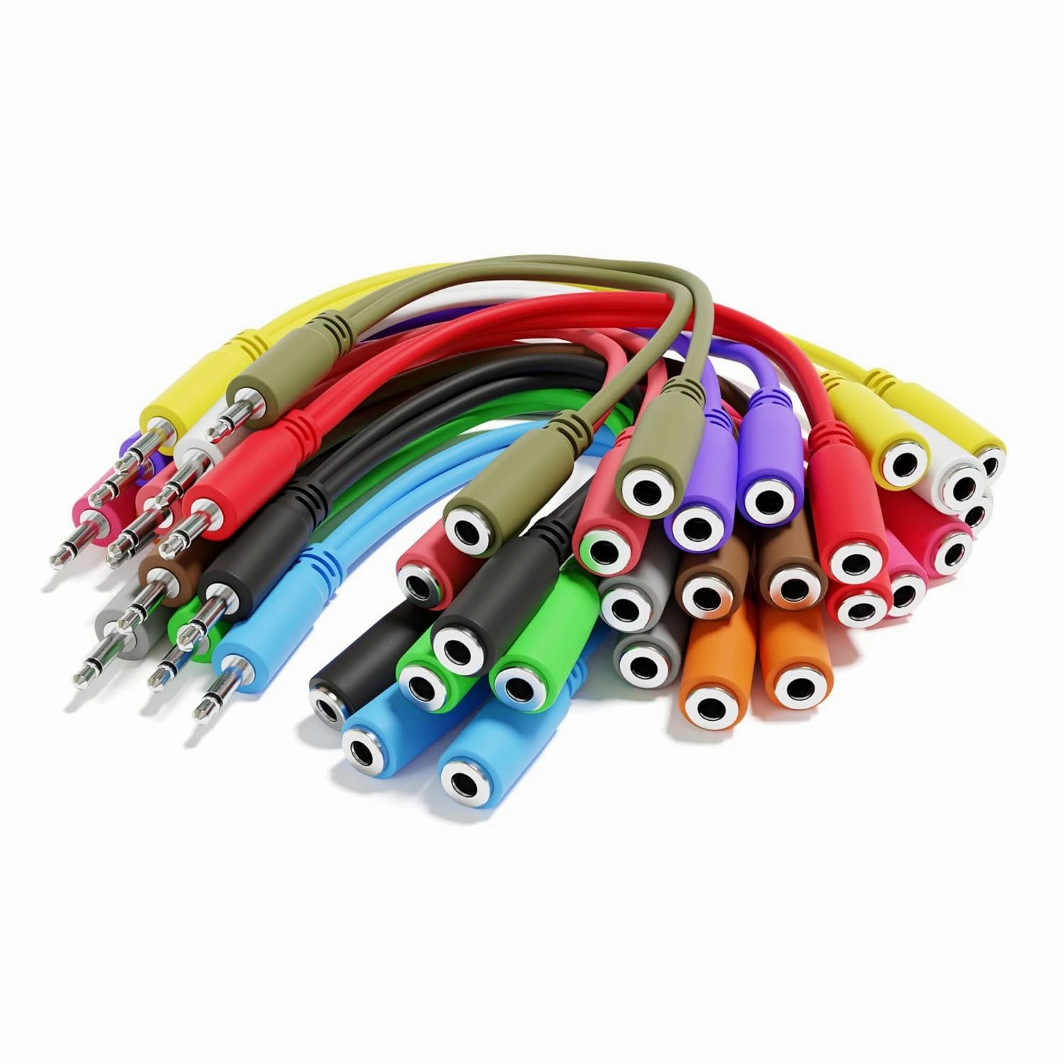 5-Pack - Mono Splitter Y Patch Cables - TS 3.5mm 1/8" Eurorack Synth Synthesizer [Pink]