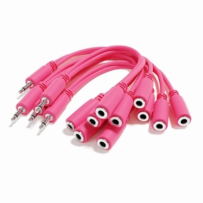 5-Pack - Mono Splitter Y Patch Cables - TS 3.5mm 1/8" Eurorack Synth Synthesizer [Pink]