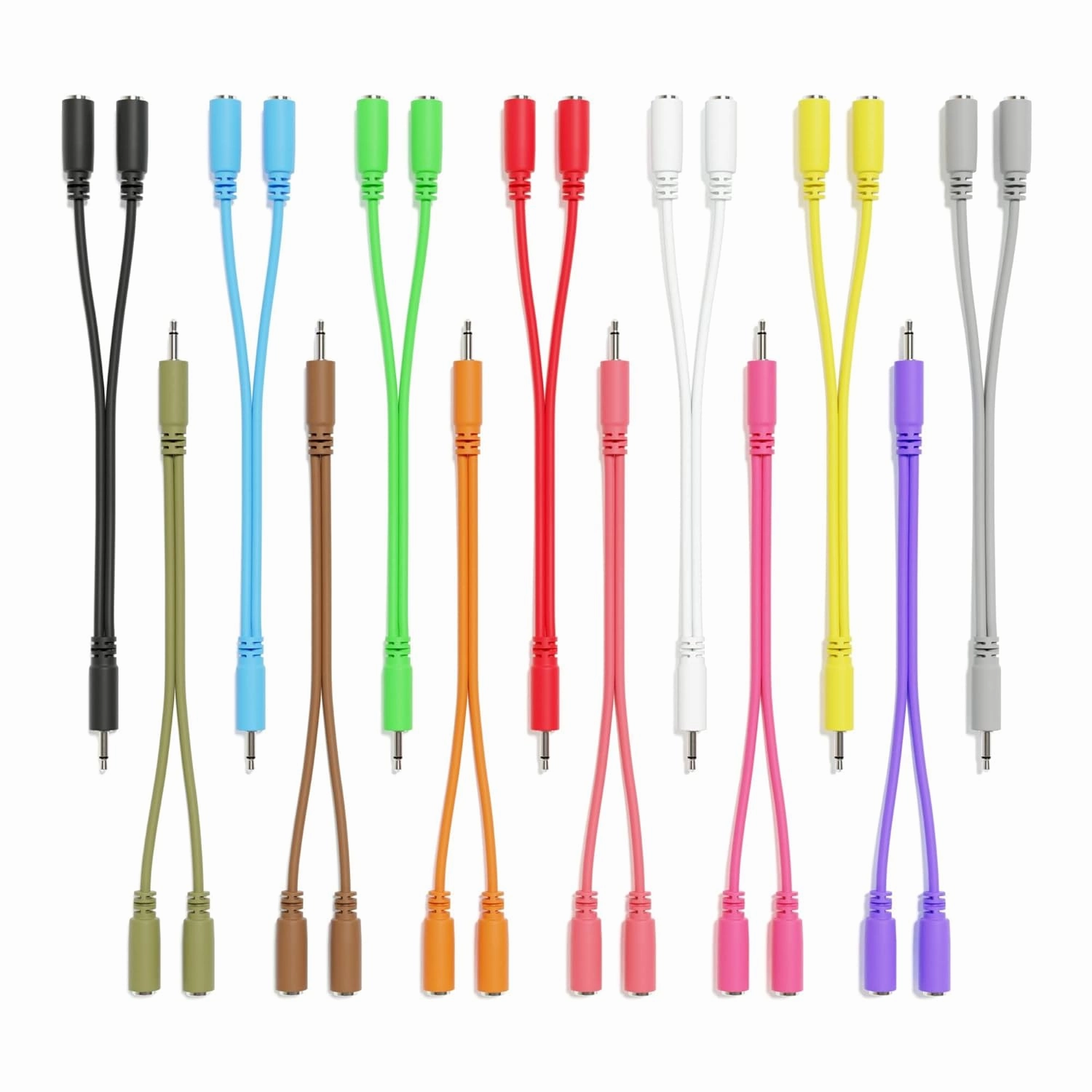 5-Pack - Mono Splitter Y Patch Cables - TS 3.5mm 1/8" Eurorack Synth Synthesizer [Pink]