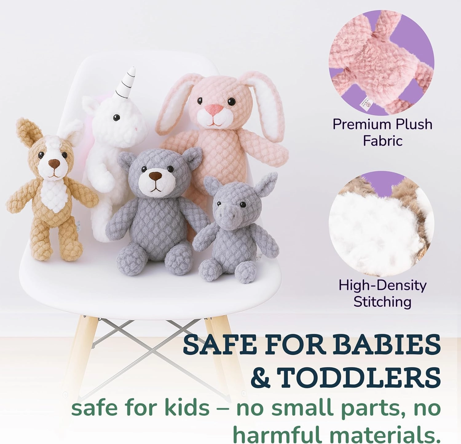 5 Set Animals and Teddy Bears - Plush Toys Bulk - Stuffed Animals for Kids - Baby Shower Small Bear Animal Assortment - Soft Pack of Stuffed Animals for Girls and Boys