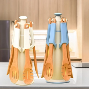 5Pcs Cooking Spoon Set Non Stick With Rest And Holder