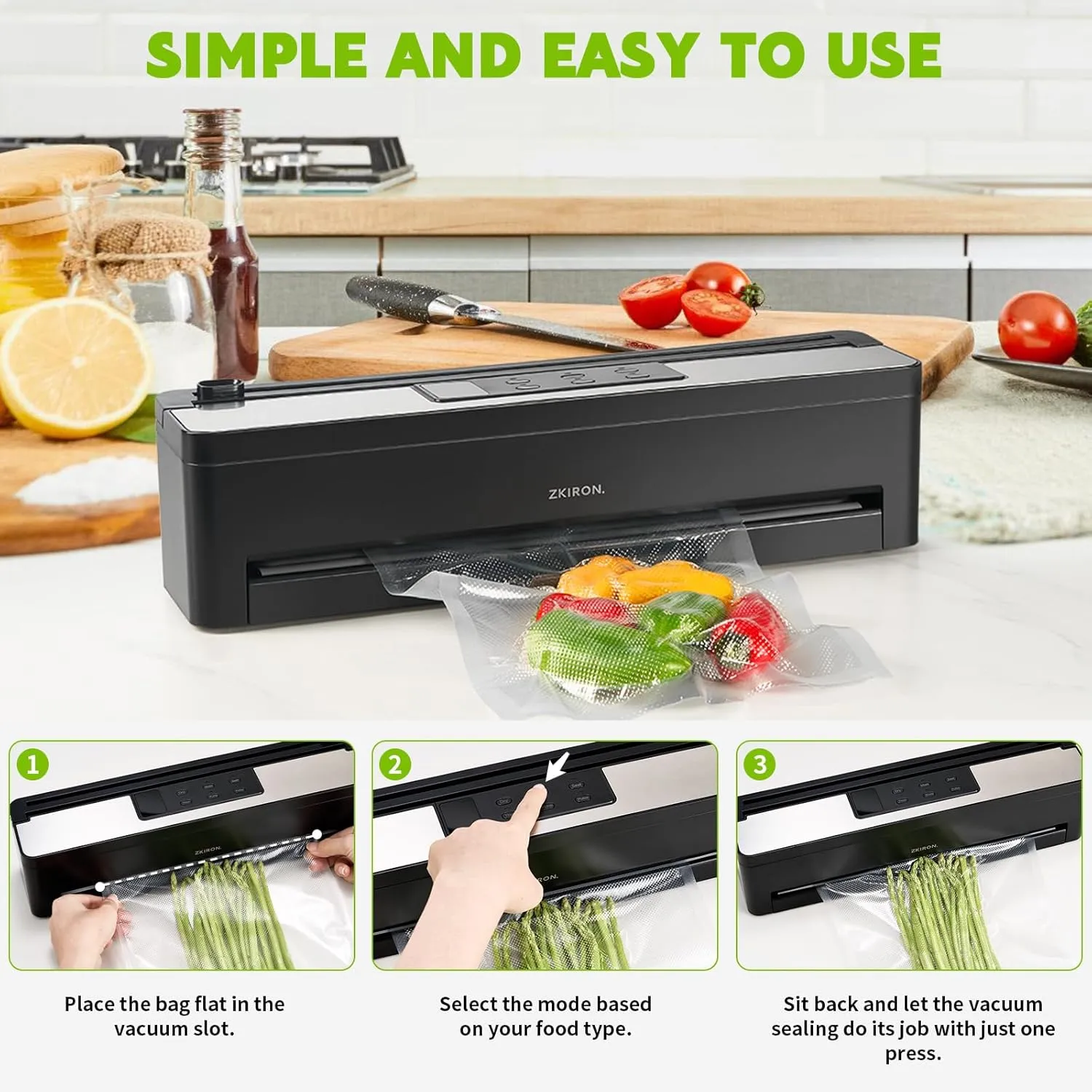 6-in-1 Vacuum Sealer Machine with Bag Cutter & External Accessories - Powerful Food Preservation System for Sous Vide, Dry & Moist Foods - Complete Kitchen Appliance for Long-Term Food Storage