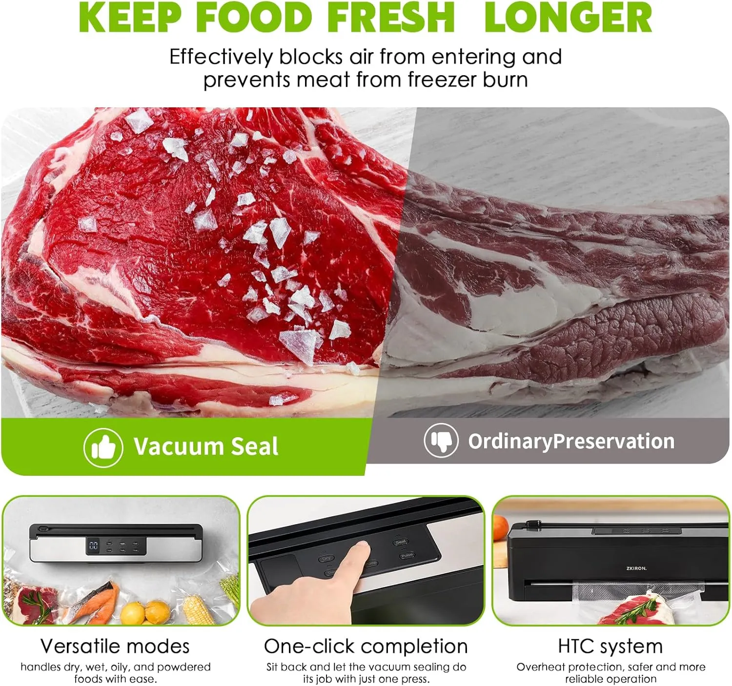 6-in-1 Vacuum Sealer Machine with Bag Cutter & External Accessories - Powerful Food Preservation System for Sous Vide, Dry & Moist Foods - Complete Kitchen Appliance for Long-Term Food Storage