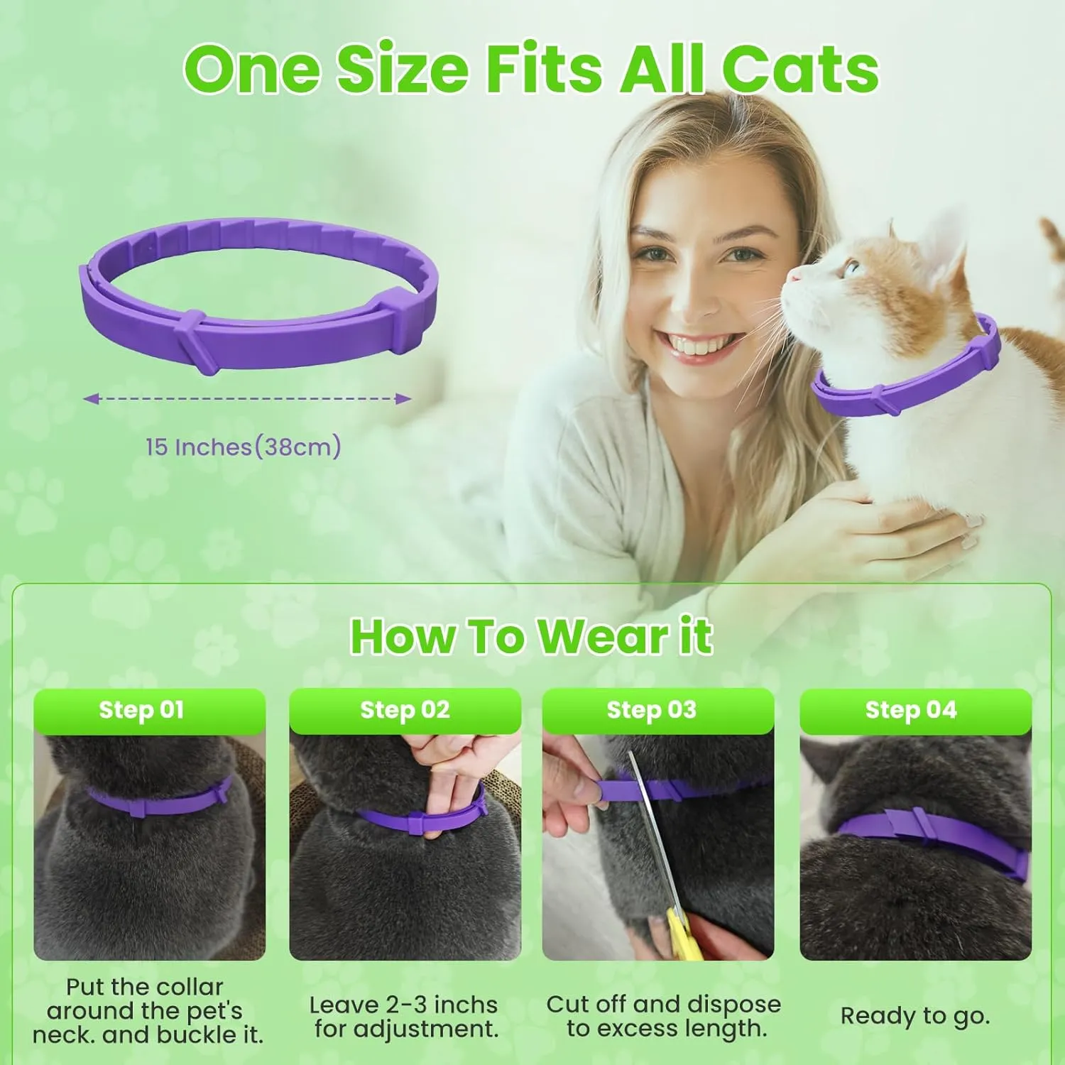 6 Pack Calming Collar for Cats Adjustable Soother Cat Calming Collars Anxiety Relief Stress Pheromone for Cats for 60 Days Purple