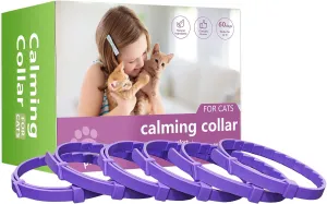 6 Pack Calming Collar for Cats Adjustable Soother Cat Calming Collars Anxiety Relief Stress Pheromone for Cats for 60 Days Purple