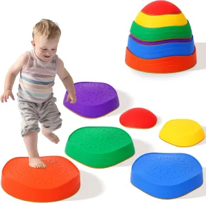 6 Pcs Stepping Stones for Kids – Toddler Stepping Stones for Balance and Sensory Play, Durable Non-Slip Outdoor Games for Toddlers Age 3 , Indoor & Outdoor Use