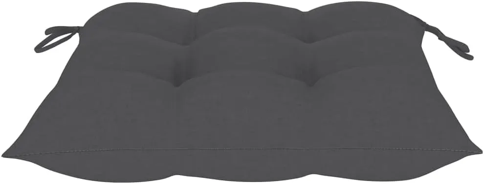6-Piece Stackable Patio Chairs with Anthracite Cushions - Solid Teak Wood Outdoor Furniture for Backyard, Poolside, and Garden